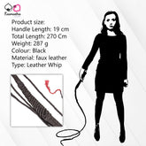 Detailed View of 270cm Black Faux Leather Flogger - Extra-Length Design